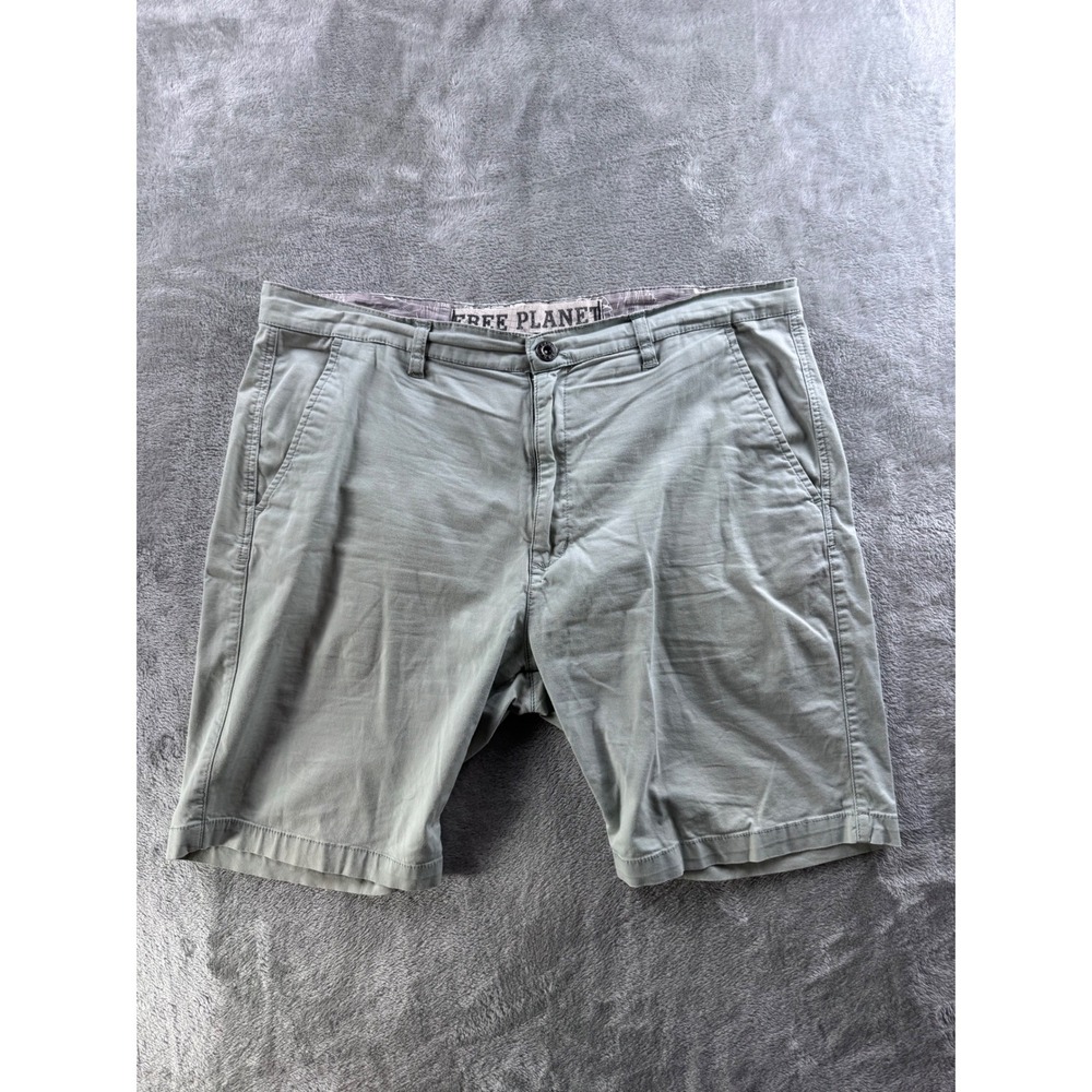 Free Planet Stretch Shorts Men's‎ 36 Green Casual Chino Walking Shorts Summer